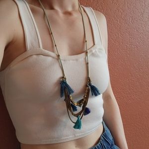 Anthropologie Suede and Bead Layer Necklace